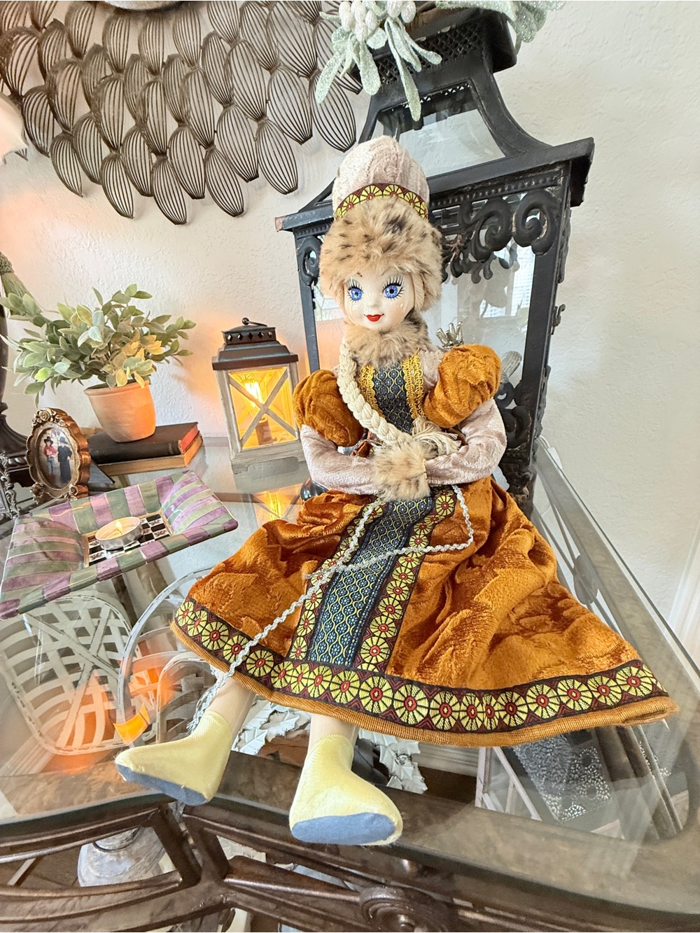 1960’s OOAK Hand‑Painted Russian Doll Porcelain & Fabric Vintage Collectible - Picture 14 of 16